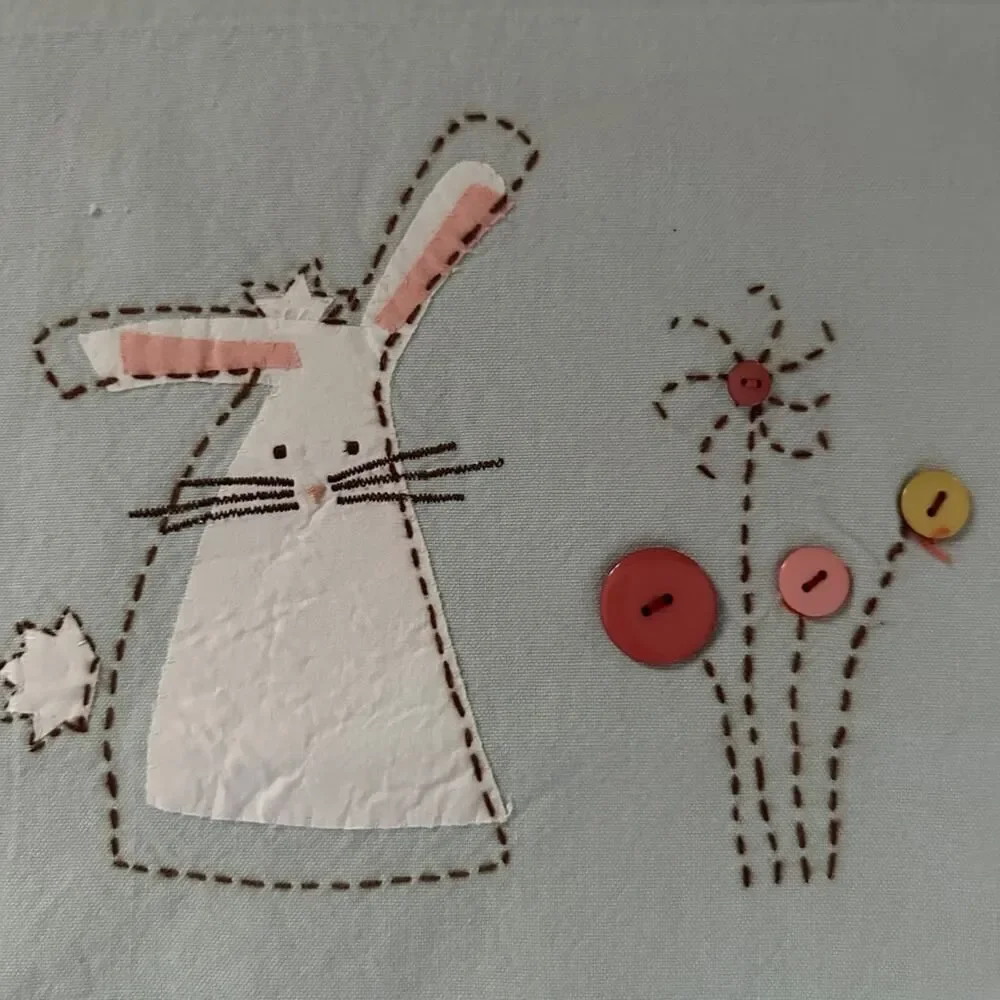 Sur La Table Easter Embroidered Appliqué Cotton Tea Towels set of 3 NWT